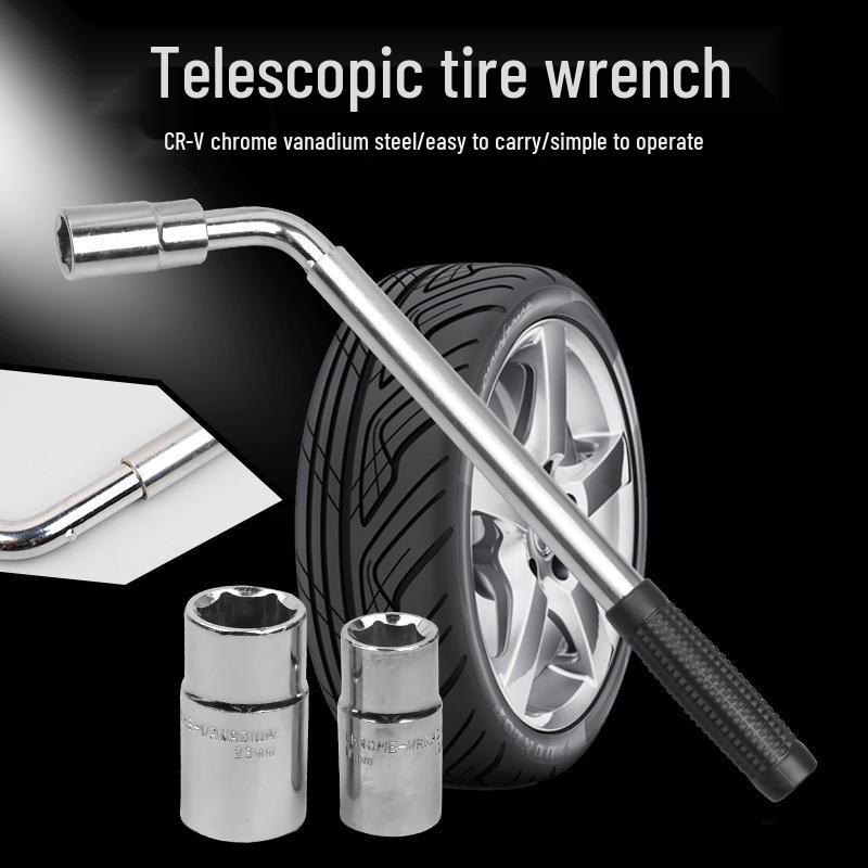 Telescopic Labor-Saving Tire Wrench with Ratchet & Socket for Easy Tire Change and Repair