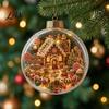 Lanterne da Notte LED Calde Ornamento Luminoso Storia di Natale, Mini Scena Festiva in Palla Decorazione da Appendere, Decorazione Invernale Acrilico Trasparente Luminoso Ciondolo per