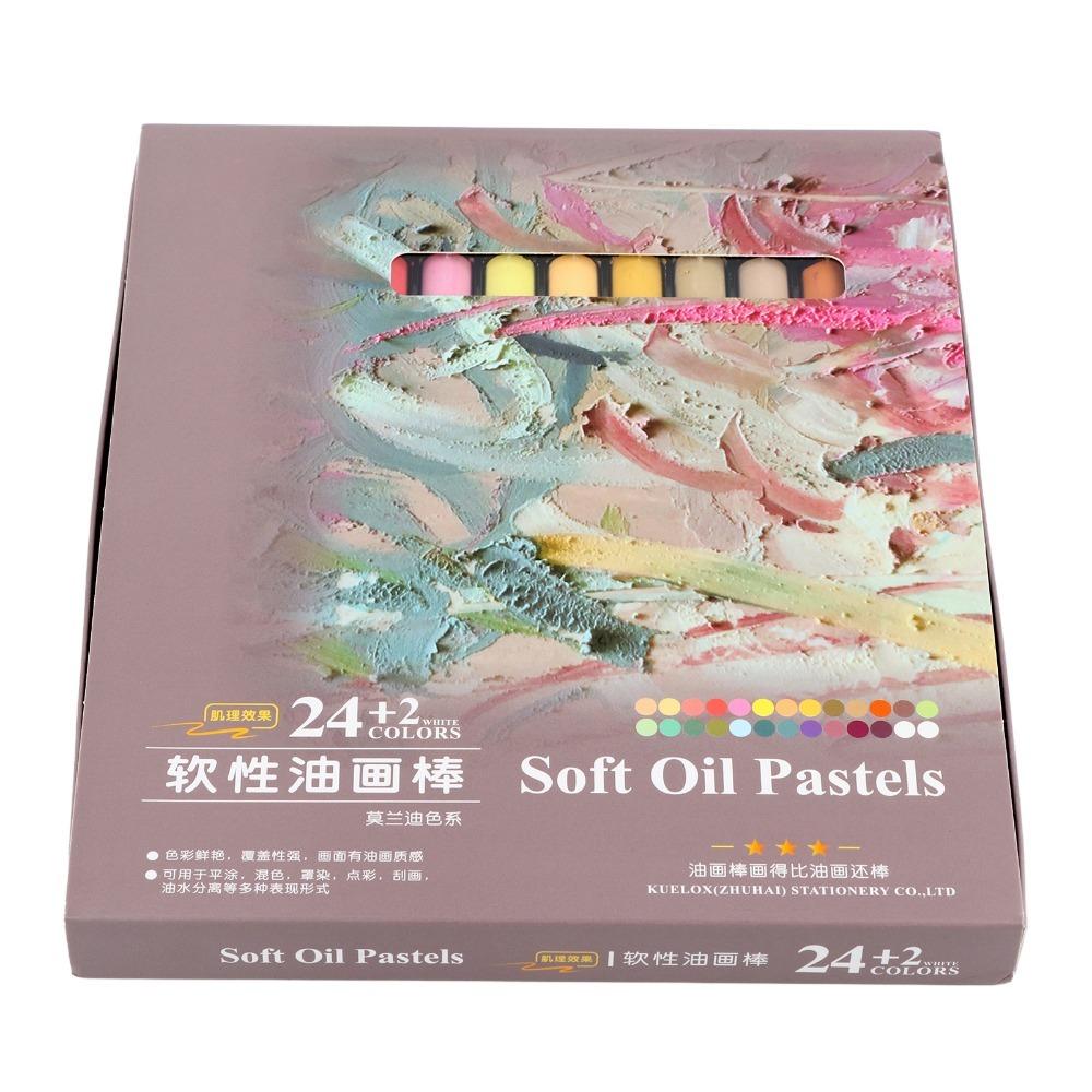 24Colors + 2 White Oil Pastel Smooth Crayon Suitable for Regular use Oil Pastel Set Daily Drawing Morandi Color Tones