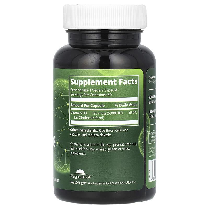 Vegan Vitamin D3, 125 Mcg (5,000 IU), 60 Vegan Capsules