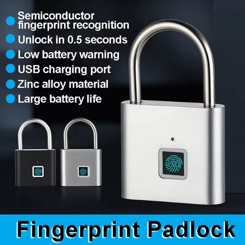Portable Biometric Padlock Intelligent Fingerprint Unlock Outdoor Waterproof and Rust-Resistant Electronic Anti-Theft Lock