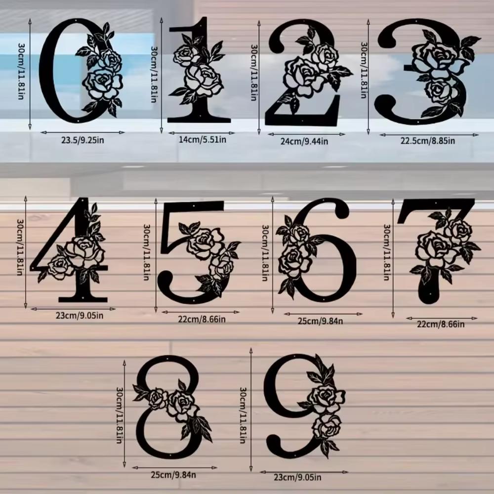 Metal Flower Shape Digital Wall Art 1pc Modern House Number Front Door Outdoor Mailbox Yard Decor Flower Shape Metal