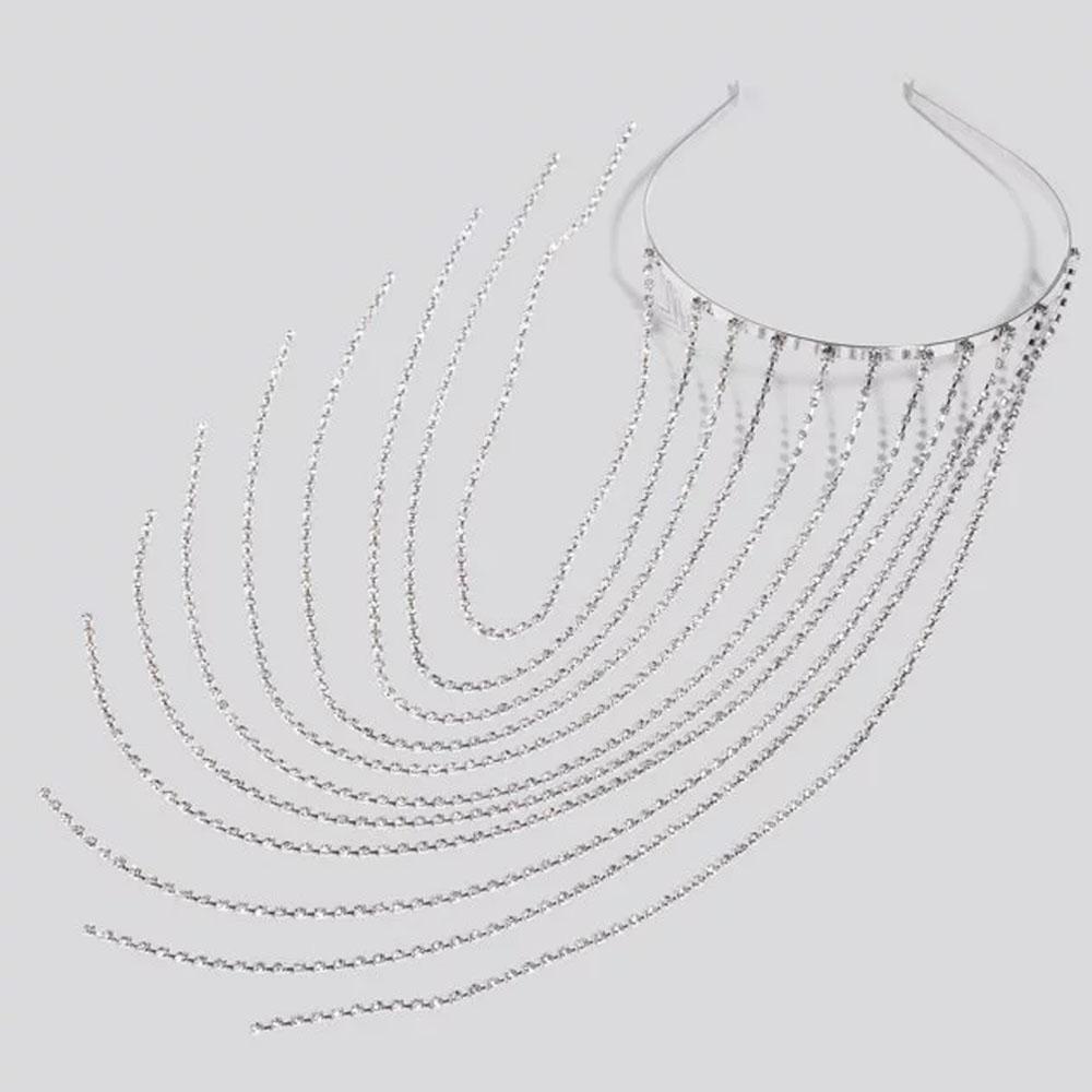 Stonefans Luxury Long Tassel Rhinestone Hair Chain Headpiece Accessories for Women Crystal Hair Hoop Headband Head Chain Jewelry