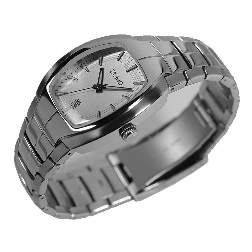 Adore Quartz Swiss Movement Stainless Steel Bracelet Waterproof Square Unique Regular Number Dial Clock [ZOMO 3656] Men's Multi-Hand (White)