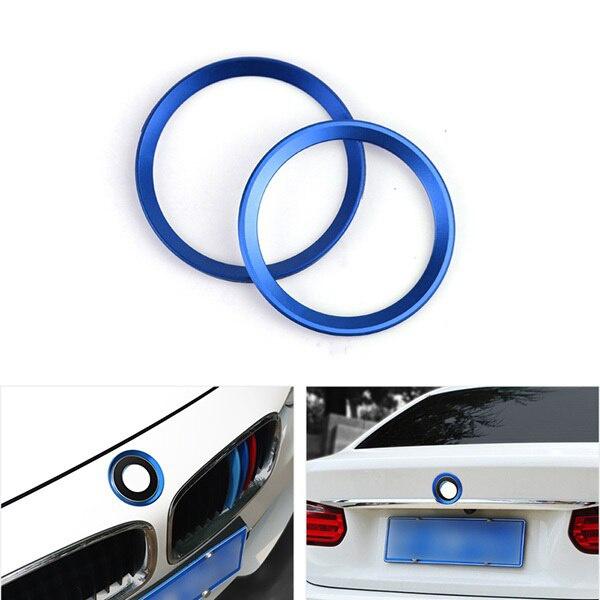 2pcs/set Chrome Aluminum Car Exterior Logo Ring Front Hood Trunk Lid Badge Circle Decoration Emblem For B+M+W 3 4 Series M3 M4 E36 E46 E90