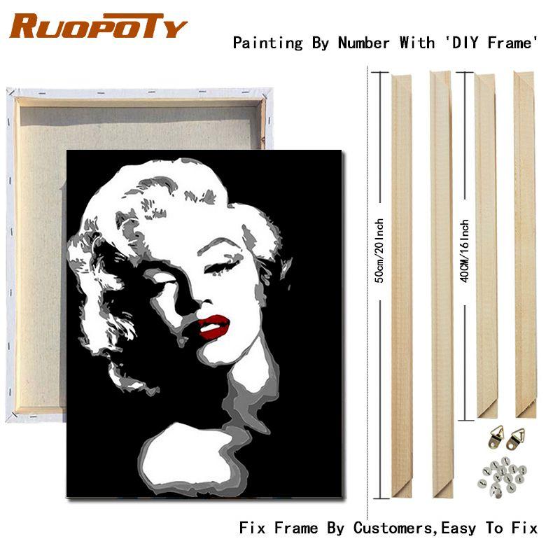 RUOPOTY Modern Women Painting By Numbers Kits For Adults Hand Painted Figure Picture Canvas Painting For Home Decoration 40x50cm