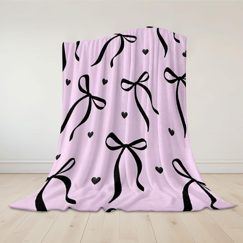 Bow Print Printed Blanket Suitable for Sofas Beds Offices Travel Camping Chairs Warm Plush Blanket