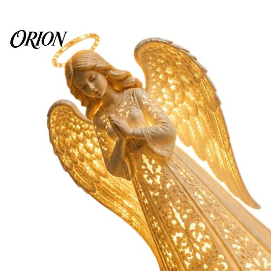 Prayer Angel Statue Decoration Guardian Figurine with Warm LED Light for Christmas Decor, Praying Inspirational Gifts Women Tabletop Night Lamp