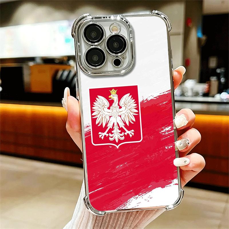 Poland Flag White Red Soft Phone Case For iPhone 15 16 17 Air 14 Pro Max 16E Plus 13 12 Mini Plating Anti-Fall Fundas