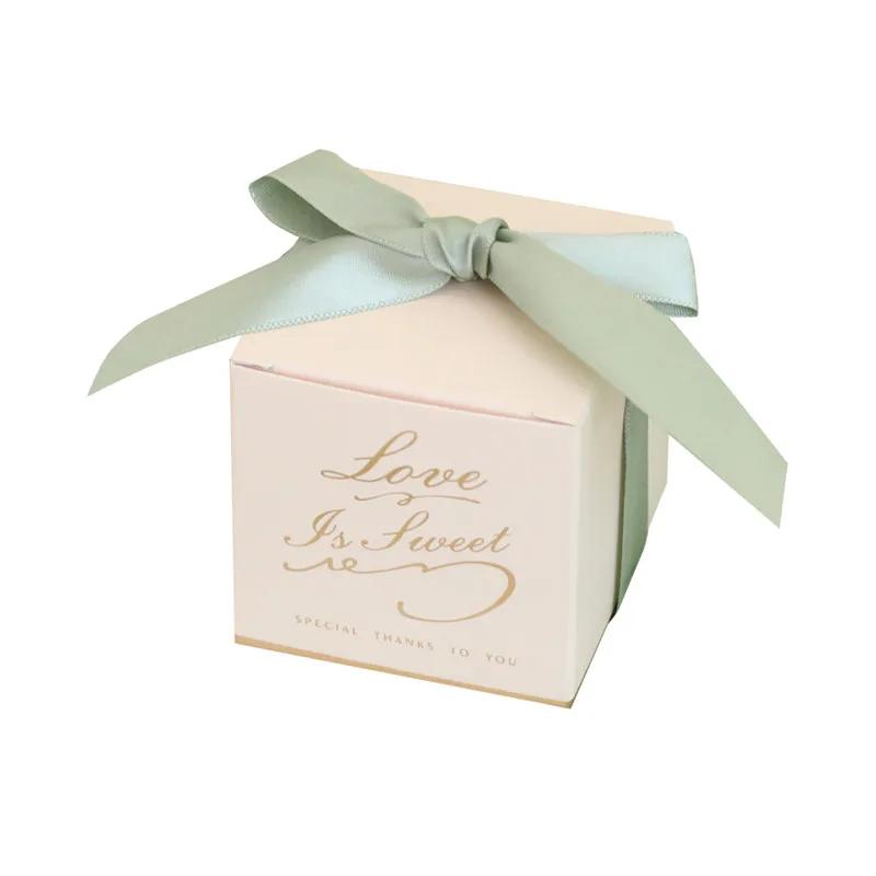 

Бронзовая квадратная коробка конфет, свадебные сувениры, коробки конфет, бумажная упаковка для шоколада, подарочная сумка для детского душа, украшение для дня рождения 50pcs&6.3x6.3x6.3cm