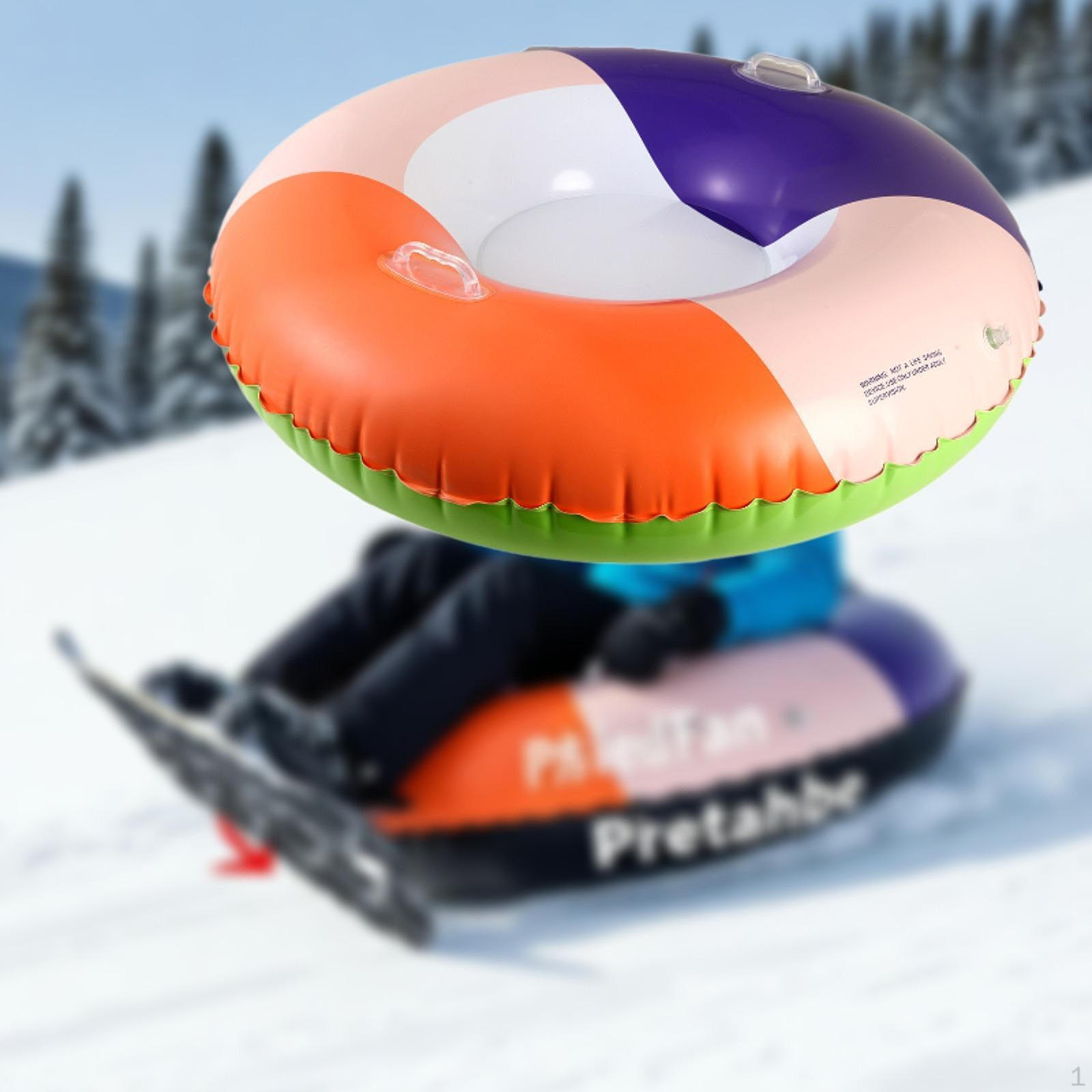 Inflatable Snow Tube Sled Outdoor Activities Cold Resistant Winter Sledding Toy with Handles arancione