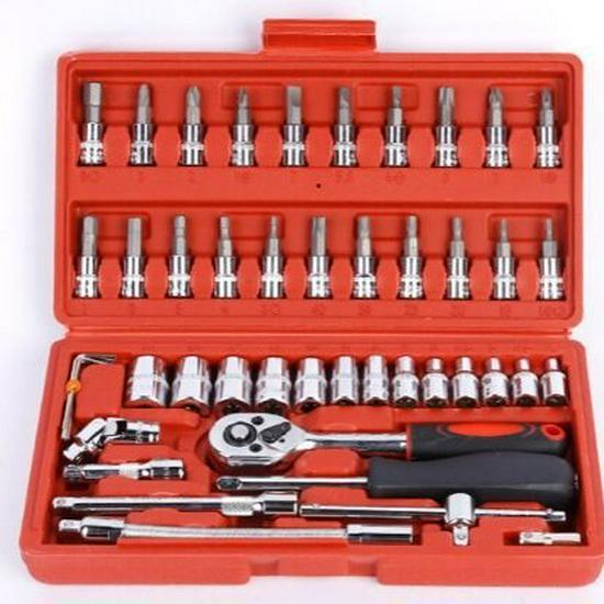 46-Piece Ratchet Socket Wrench Tool Set for Auto & Motorcycle Repair