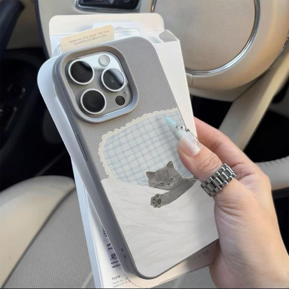 

Для iPhone 17 Air 16 15 14 13 12 11 Pro Max Plus X Чехол с дизайном Ленивый Спящий Кот и Собака Мягкая ТПУ Крышка с Текстурой Личи iPhone 16 Pro