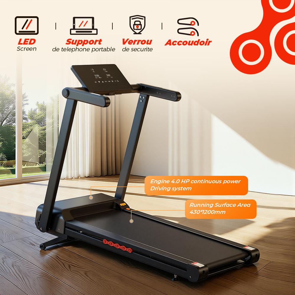 Formill FT62 Electric Treadmill With 4.0 Hp Brushless motor, automatic incline, shock absorption and space-saving design