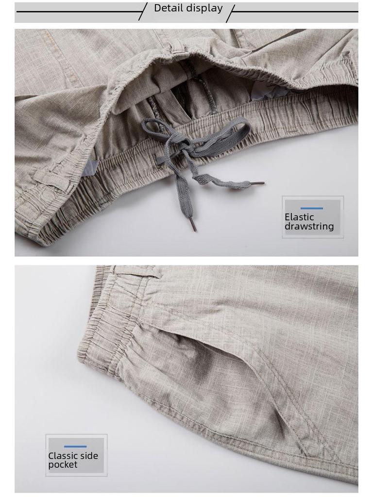 Pánské kalhoty s vysokým pasem ze směsi lnu: Prodyšný, ležérní střih na léto