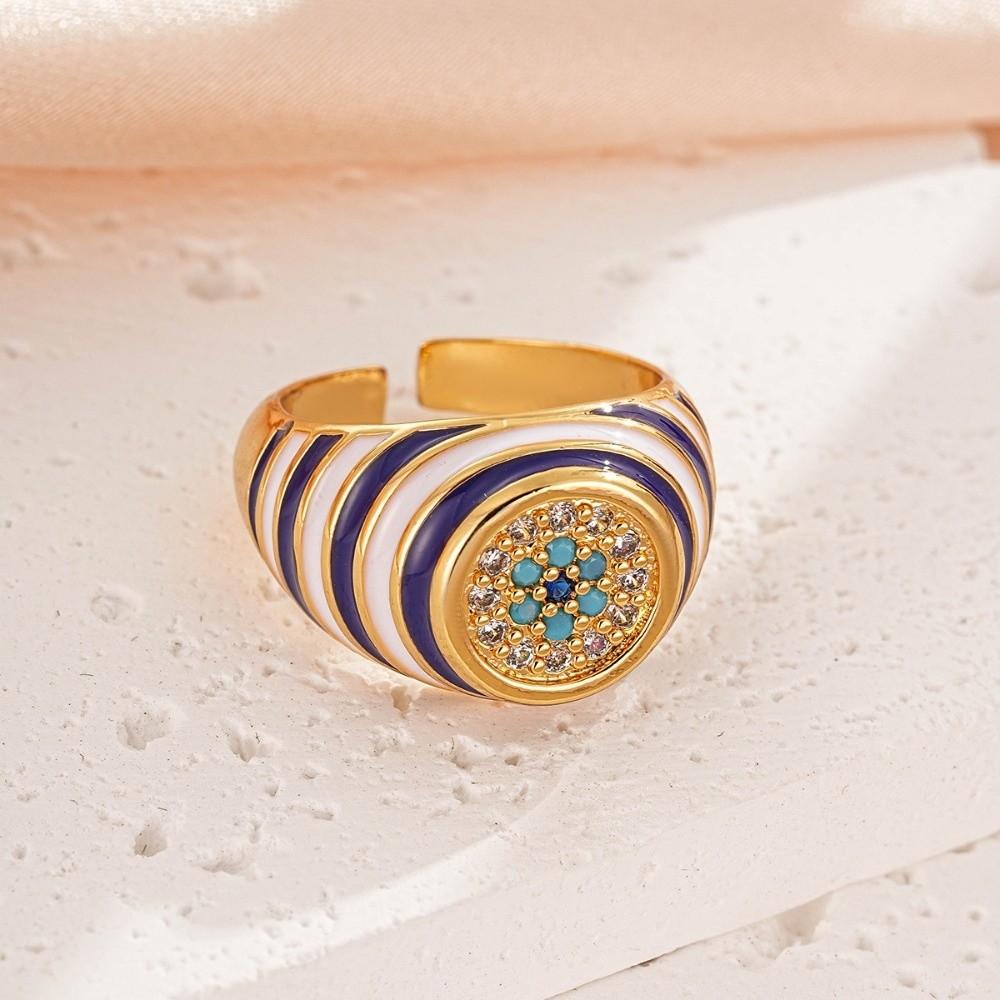 Zinc Zinc Alloy Copper Devil's Eye Ring Vintage Opening Finger Ring Glaze Luxury Ring  Clothes Accessories