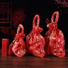 10pcs Chinese Style Canvas Flower Drawstring Bag Large Capacity Korean Style Festive Sugar Bag Wedding Handheld Candy Bags