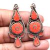 Tibetische türkisfarbene, korallenrote Ohrringe, nepalesische Stammesohrringe, 12 g, 3,8 cm, 4,1 cm, klobiges Geschenk