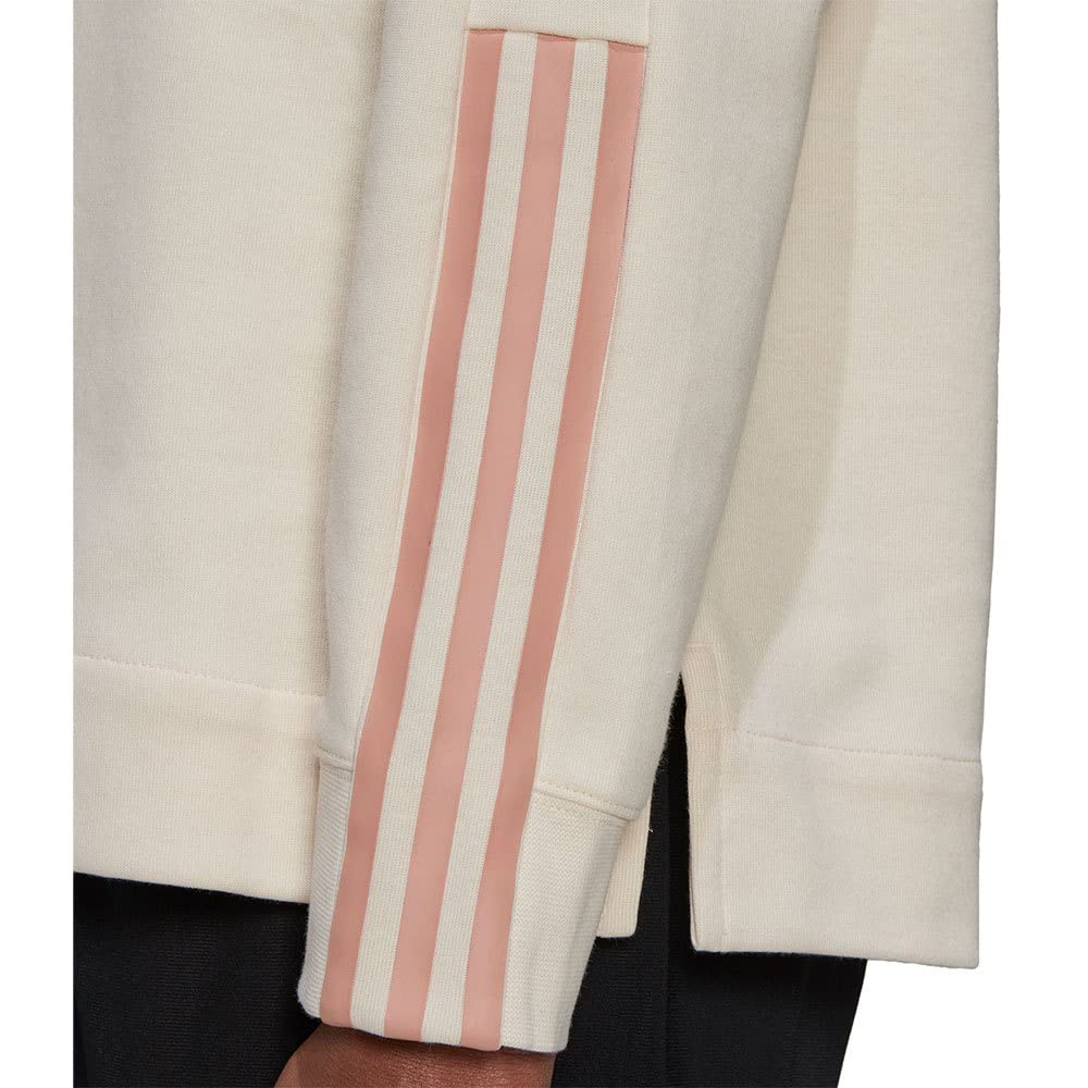 Adidas Striped Letter Logo Print Crew Neck Long Sleeve Sweatshirt Women Sweatshirt Off-White H10237