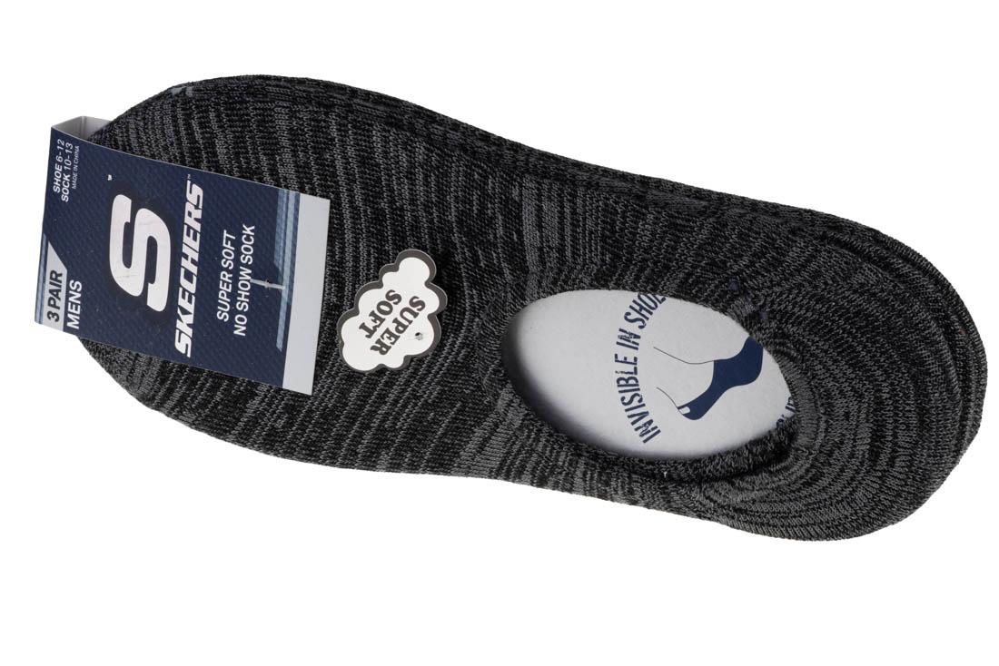 Skechers 3pk Hommes Non Terry No Show S112219-GRY, Hommes, Chaussettes, gris