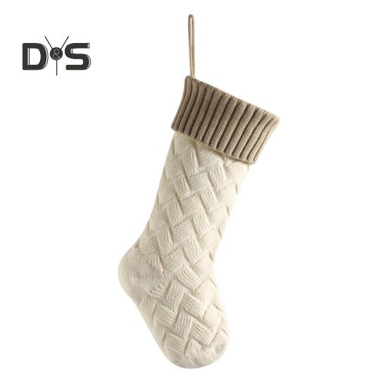 Large Knitted Christmas Stockings 18" Xmas Gift Stocking Hanging Decorations Festive Decor Candy Toys Bag Hanging Stocking for Mantel Window