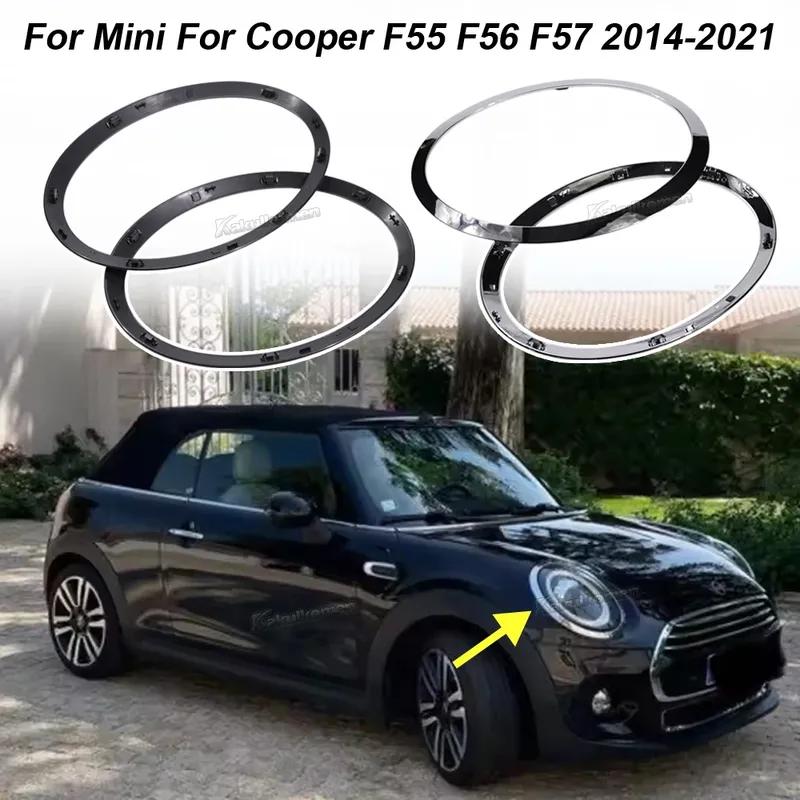 51137300631 2Pcs For Mini For Cooper F55 F56 F57 2014 2015 2016-2021 Silver/Gloss Black Headlight Ring Bezel Trim Surround Cover