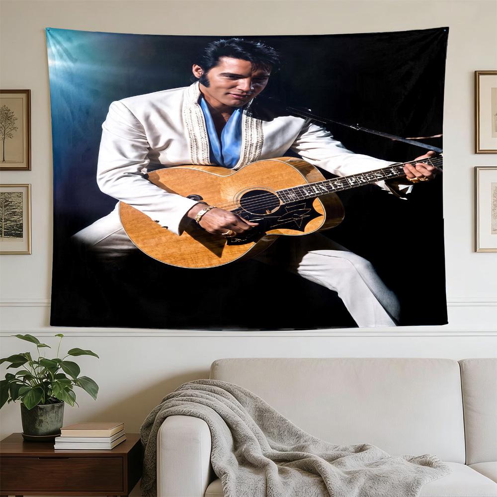 Elvis Presley Guitar Performance Large Size Wall Tapestry, Room Aesthetic Decor for Living Room Party Background,Perfect Gift