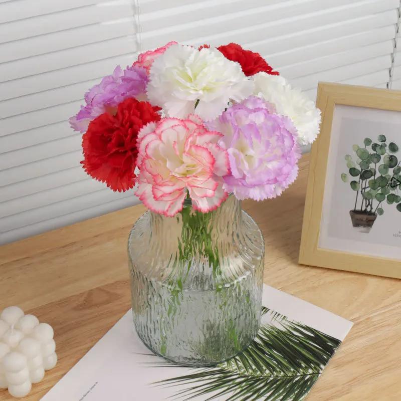 Festive Party Decorative Simulation Flowers Silk Carnations Wedding Decoration Fake Flower Artificial Pink Carnations Bouquet
