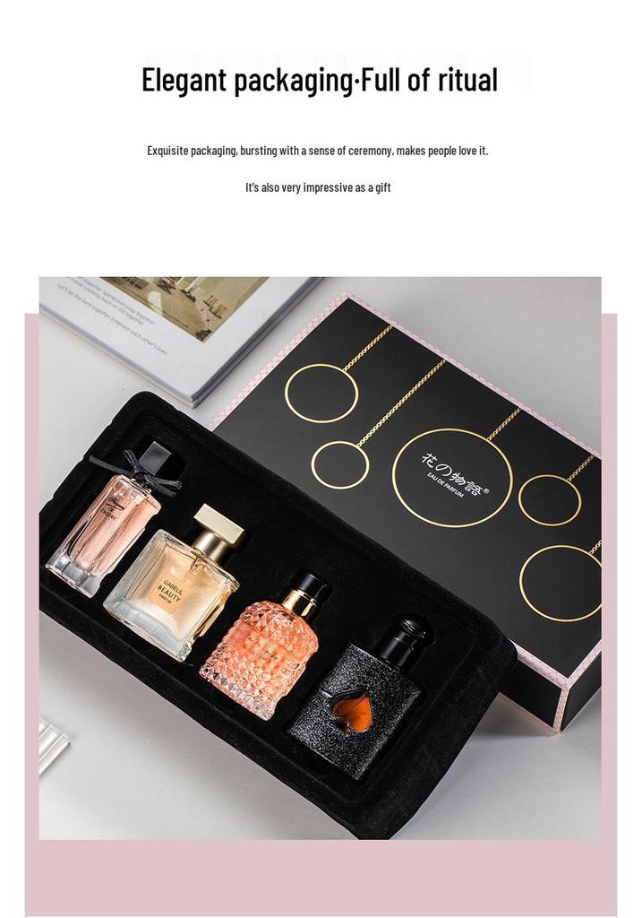 Pink Scarlett Ladies' Perfume Gift Set: Long-Lasting Floral Scent, Four Pieces