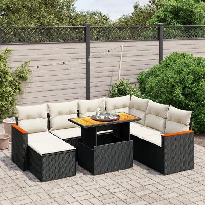 VidaXL Garden Lounge Set with Cushions 8 Pcs, Patio Sofas, Patio Furniture Set, Outdoor Furniture, Black 3276052