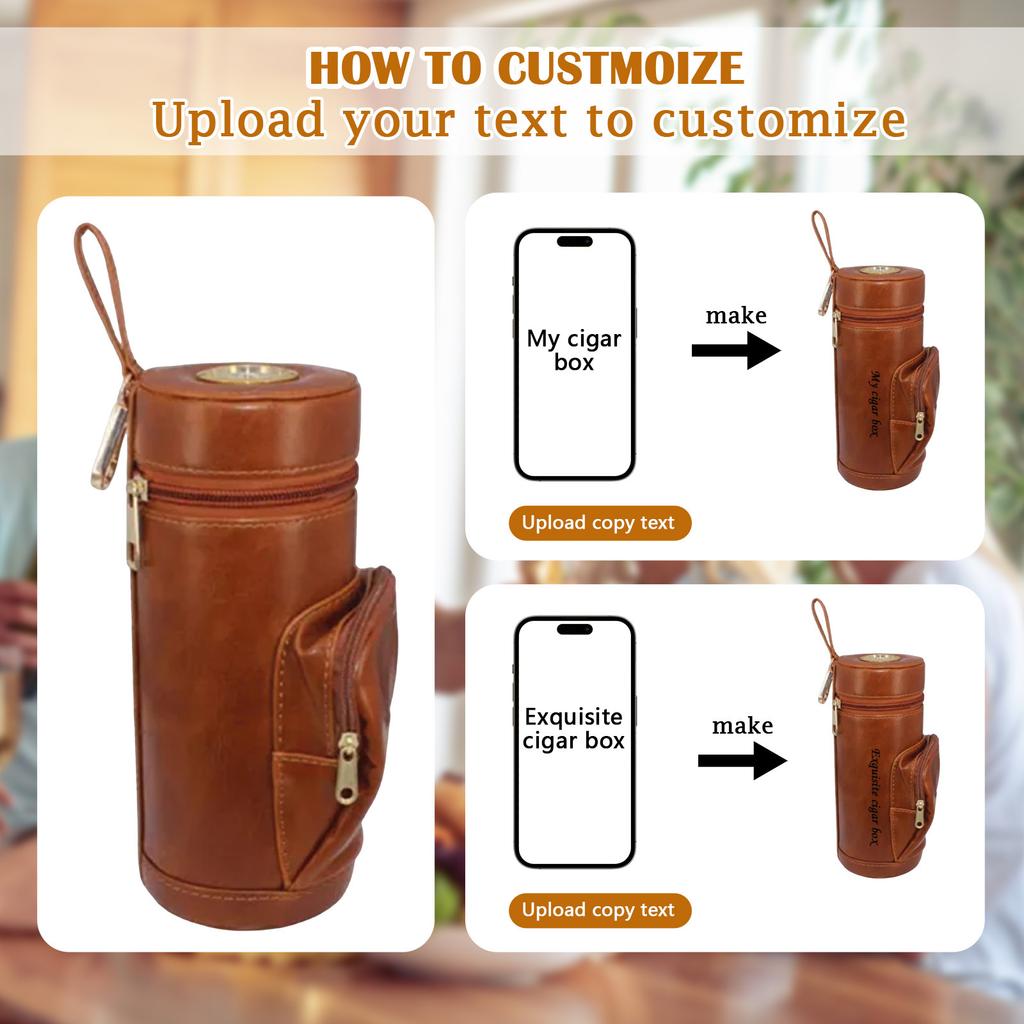 Personalized Cylindrical Portable Humidor Custom Cedar Wood Lined Travel Humidor Humidor Set