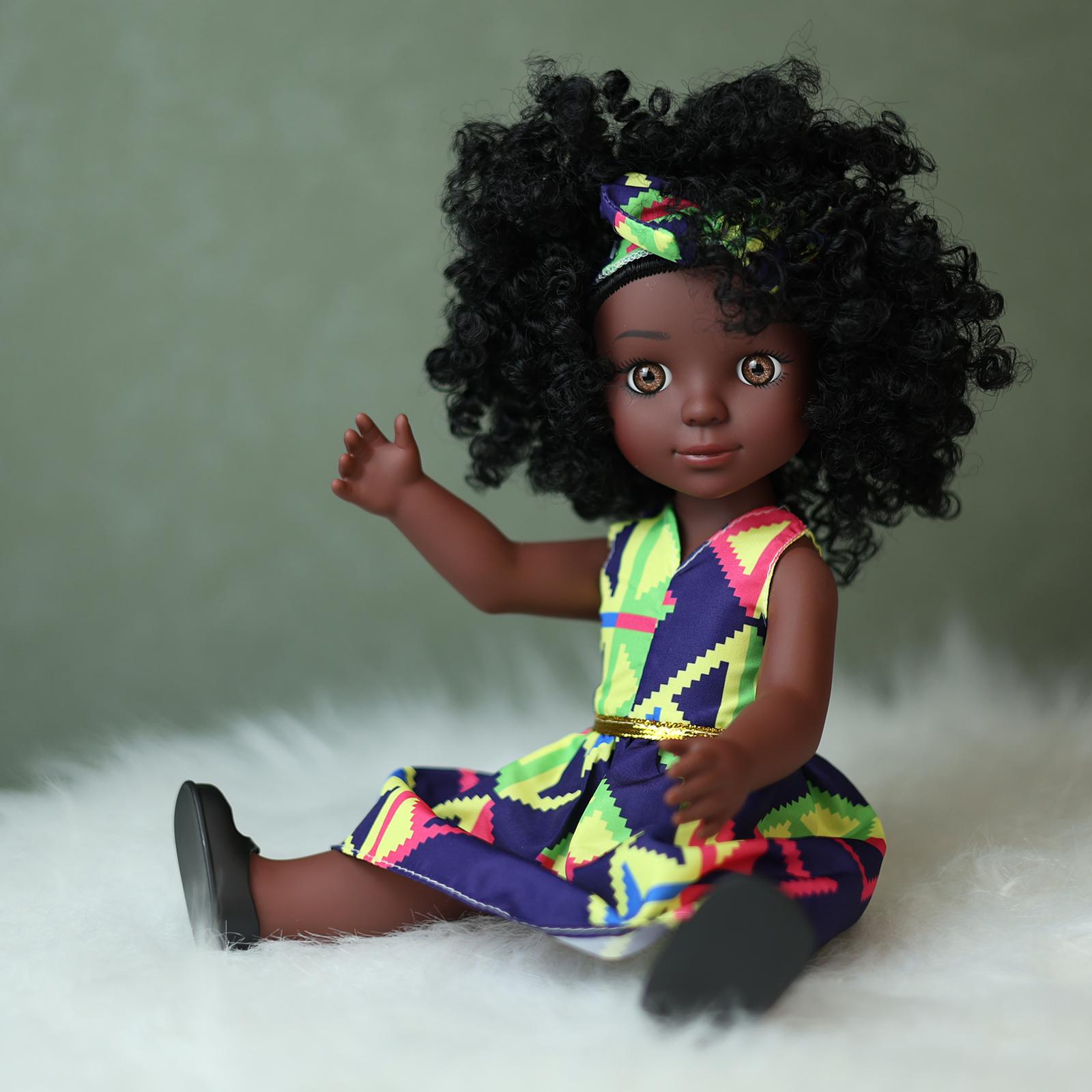 

Кукла One Piece 14 дюймов американка африканка с кудрявыми волосами - Идеальный подарок для девочек на день рождения - Полный комплект в комплекте 30-50cm