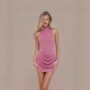 2026 Spring/Summer European & American Women's Solid Color Sleeveless Glitter Slim-Fit Short Dress