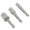 3 Pcs Power Drill Adapter Socket 14in 38in 12in Stainless Steel Hex Shank Square Head