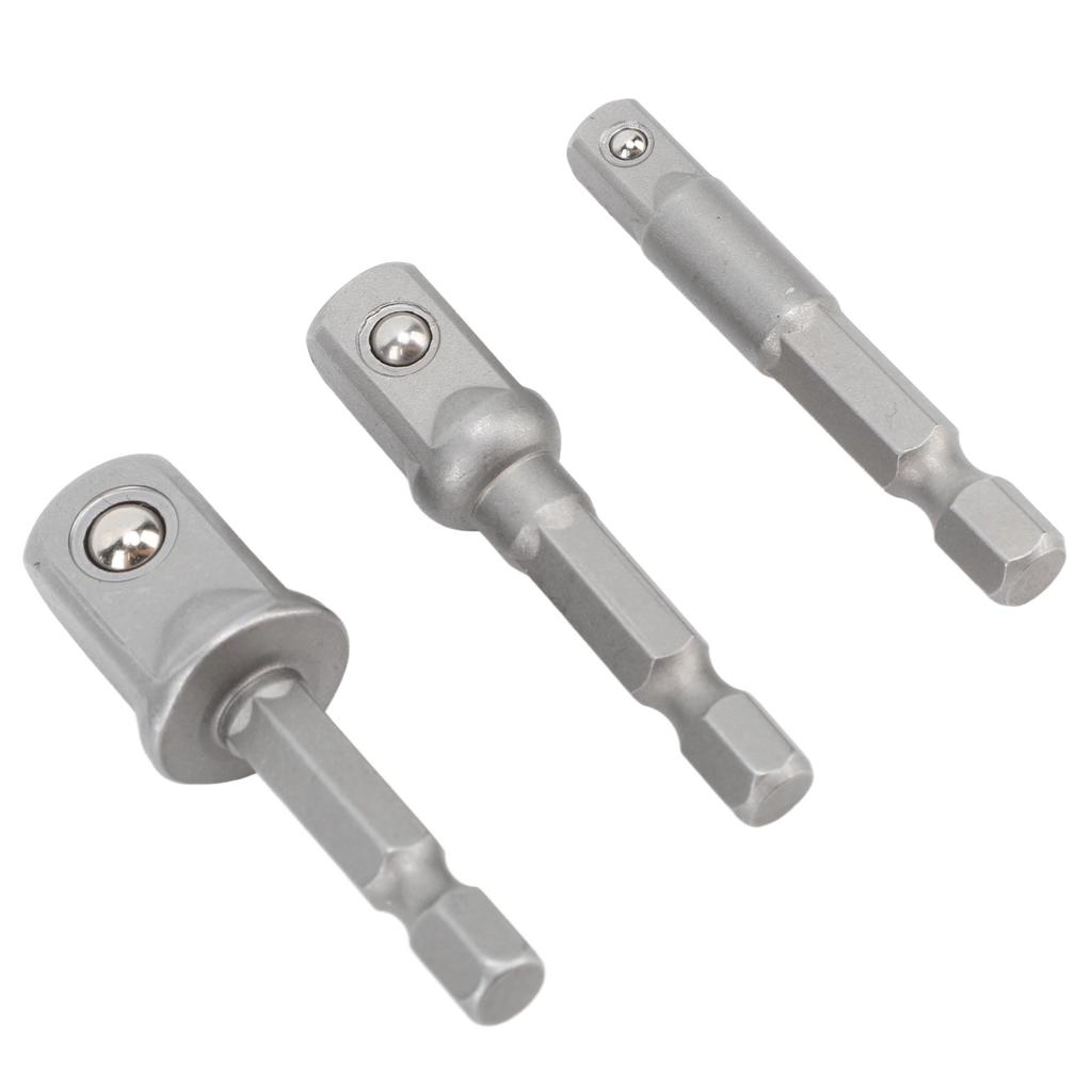 3 Pcs Power Drill Adapter Socket 14in 38in 12in Stainless Steel Hex Shank Square Head