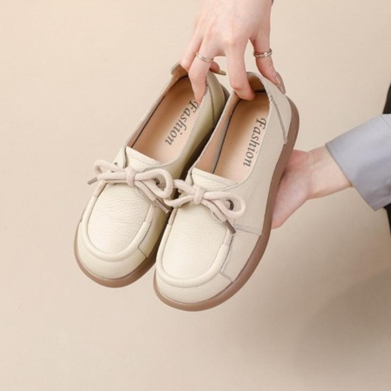 Chaussures Plates Ouvertes Respirantes pour Femmes Semelle Souple Confortables Chaussures en Cuir Talon Plat Bas Été Décontractées