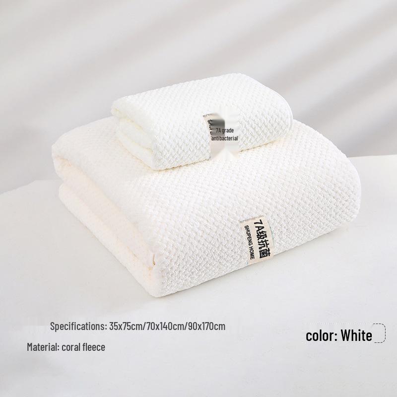 7A Antibacterial Extra Large Coral Fleece Bath Towel - Pineapple Pattern, Extra Thick, Absorbent, Quick-Drying, 90x170 Cm, Class A Bath Wrap