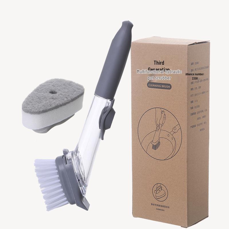 Automatic Liquid Dispensing Dishwashing Brush with Long Handle - Multifunctional Kitchen Cleaner