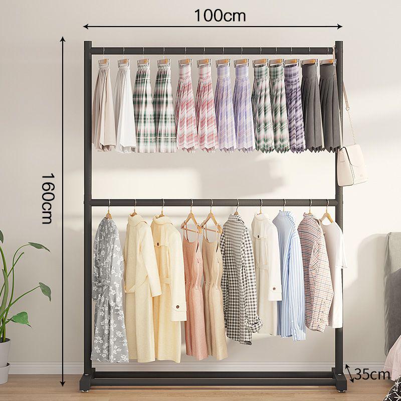 Double-Layer Hanger: Space-Saving Floor Rack for Clothes and Hats