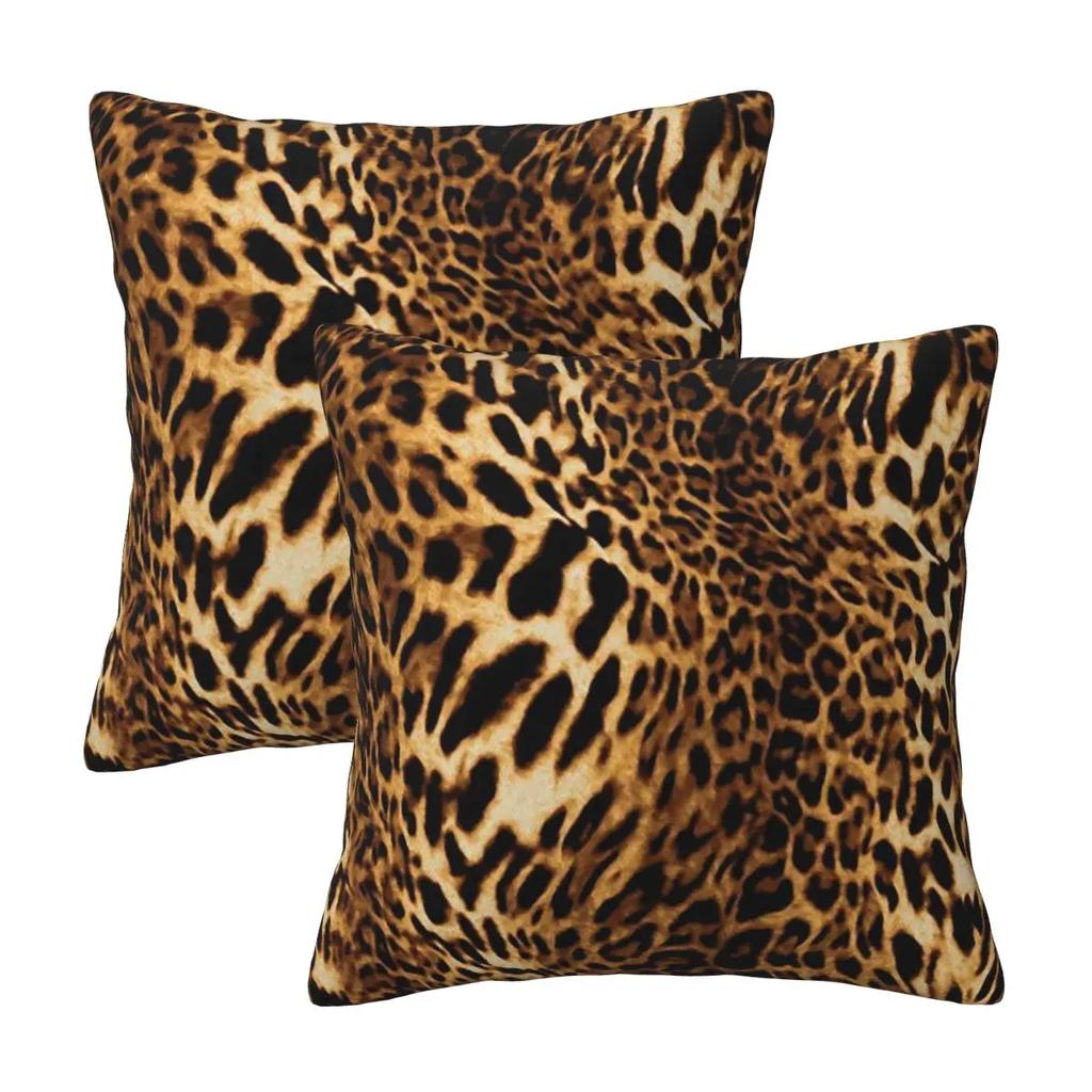 Leopard Skin 12 2 Pcs Square Pillowcase Pillow Cover Cushion Zip Decorative Comfort Throw Pillow For Home Car
