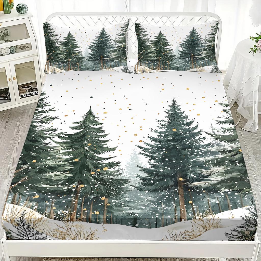 Bedspread Christmas Tree 3D Printed Bedspread Three-Piece Bedroom Bedding