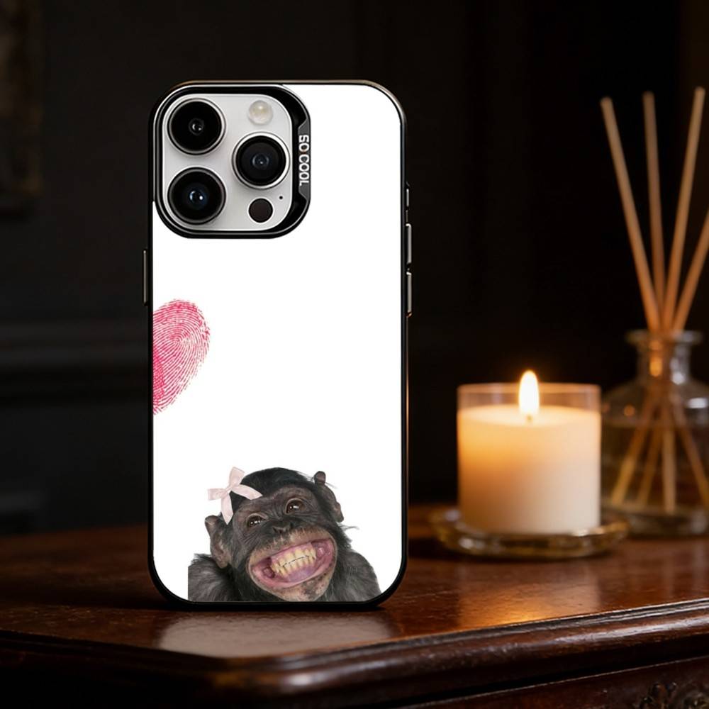 

Monkey abstract Funny Phone Case For iPhone 17,16,15,14,13,12,11,Pro Max,Plus Candy Silver Cover iPhone15pro