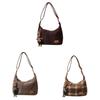 Fashionable High-end Plaid Color Block Shoulder Crossbody Bag Women Spring New Large Capacity Tote