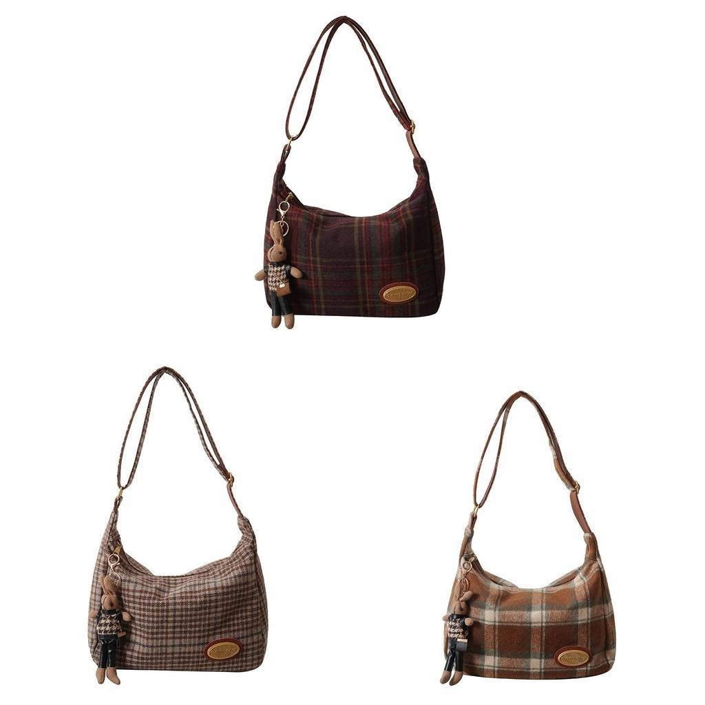 Fashionable High-end Plaid Color Block Shoulder Crossbody Bag Women Spring New Large Capacity Tote