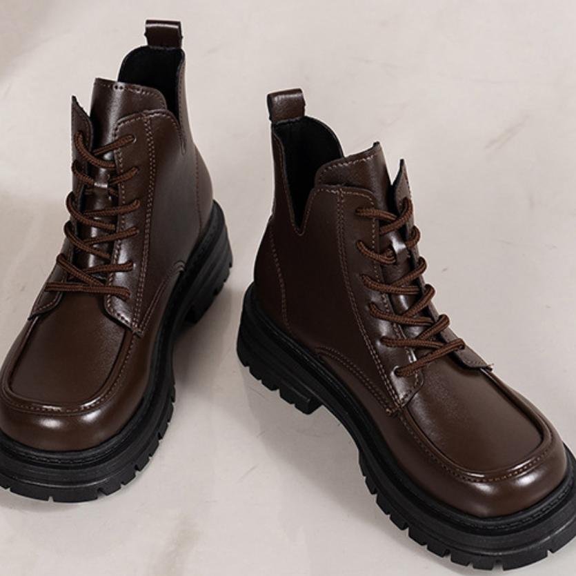 New Women Ankle Boots Autumn Winter Platform Lace-up Fashion Women Punk Boots Thick Sole Combat Boots
