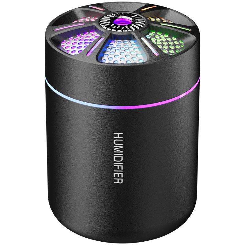 Creative USB Mini Steel Cannon Humidifier with Colorful Lighting and Large Mist Volume for Desktop and Car Use