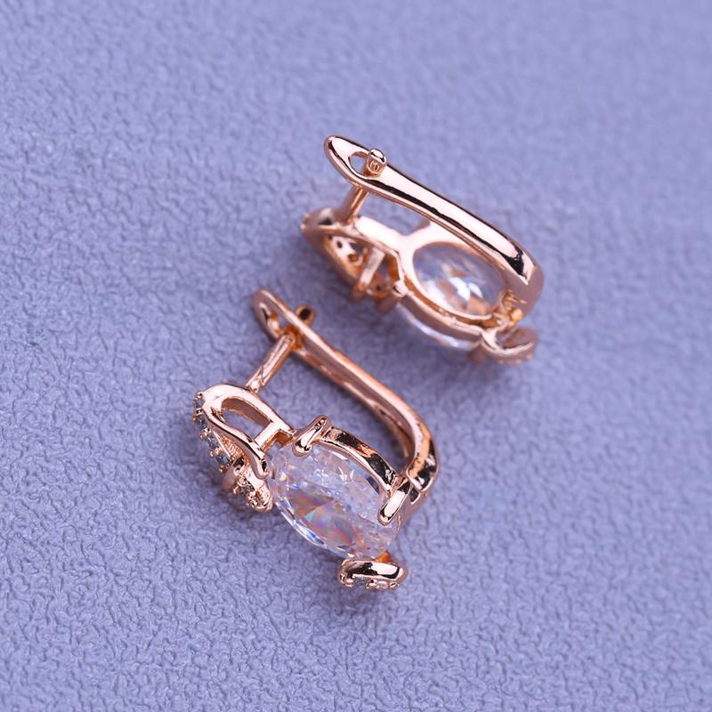 LSOOYH Clip Earrings Rose Gold Color Fashion Earring For Women Butterfly Cubic Zirconia Hollow Flower Stud Earrings Jewelry