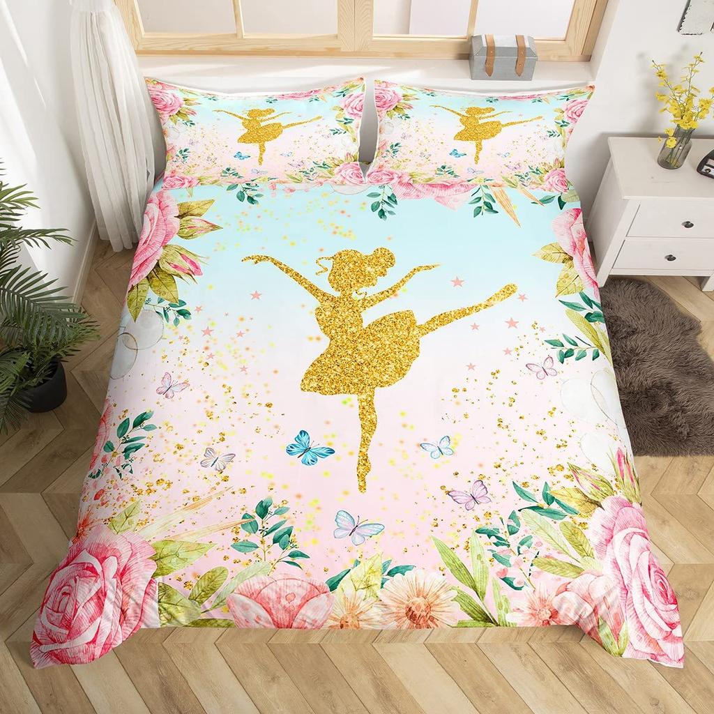 Ballet Girl Swan Dance 3D Digital Printing Bedding Kit Bedding Three-Piece Set