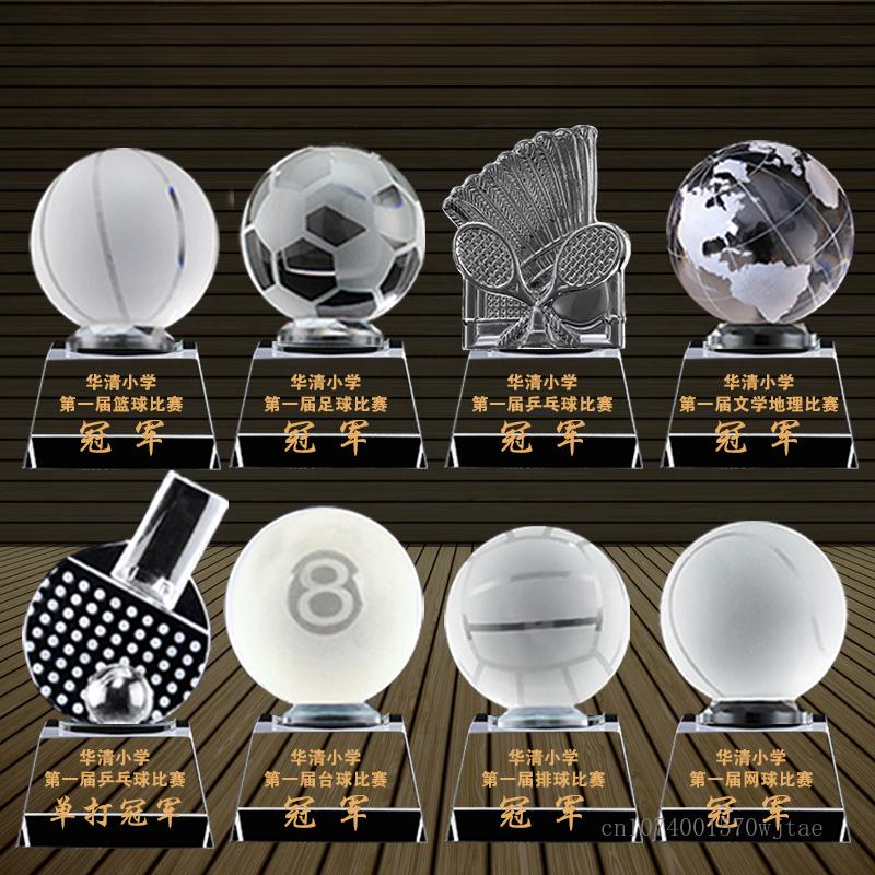 Customized Crystal Trophy for Children Sports Ball Games Billiards Table, Tennis, Badminton, Excellent Awards, Small Trophy, 1Pc
