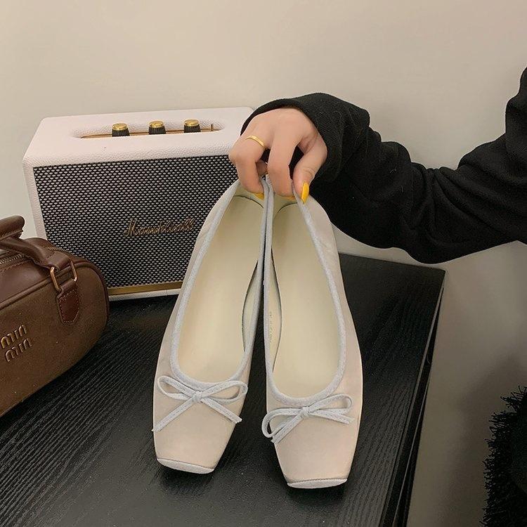 

Туфли-лодочки из атласа с бантом, женские новые, с квадратным носком, нишевые, нежные балетки 40 серебряный